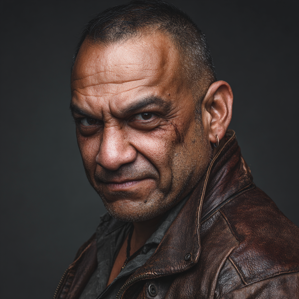 A dangerous looking man in his 40s